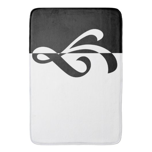Modern Black and White Flourish Badmat (Voorkant Verticaal)