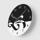 Modern Black and White Flourish Ronde Klok (Hoek)