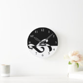 Modern Black and White Flourish Ronde Klok (Huis)