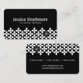 Modern Black and White Flowers Pattern Visitekaartje (Voorkant / Achterkant)
