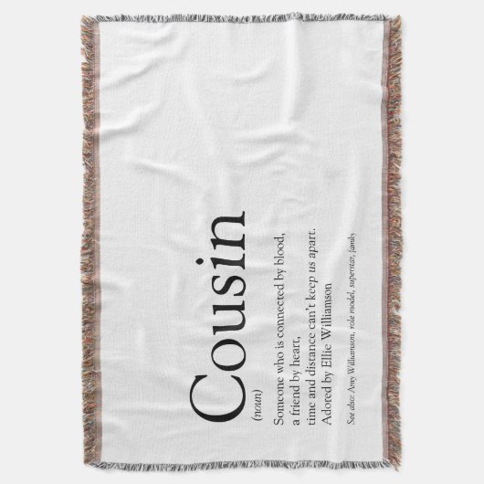 Modern Black and White Fun Cool Cousin Deken (Voorkant Verticaal)