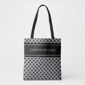 Modern Black and White Geometric Diamond Pattern Tote Bag (Voorkant)