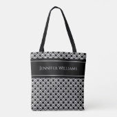 Modern Black and White Geometric Diamond Pattern Tote Bag (Achterkant)