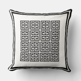 Modern Black and white Geometric Greek key Pattern Kussen