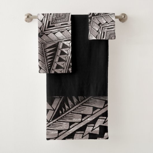 Modern Black and White Geometric Tribal Pattern Bad Handdoek (Insitu)