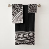 Modern Black and White Geometric Tribal Pattern Bad Handdoek (Insitu)