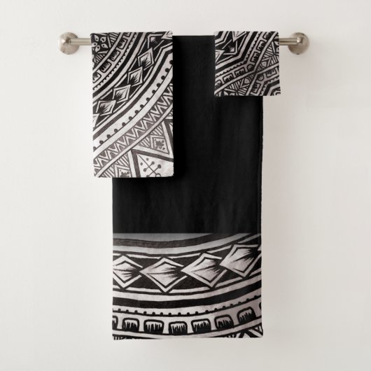 Modern Black and White Geometric Tribal Pattern Bad Handdoek (Insitu)