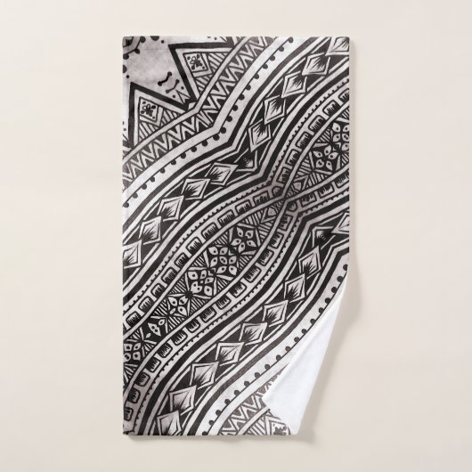 Modern Black and White Geometric Tribal Pattern Bad Handdoek (Handdoek)