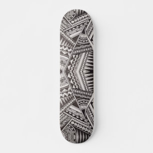 Modern Black and White Geometric Tribal Pattern Persoonlijk Skateboard