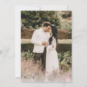 Modern Black and White Gold Border Photo Wedding Kaart (Achterkant)