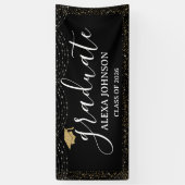 Modern Black And White Gold Class Of 2026 Graduate Spandoek (Verticaal)