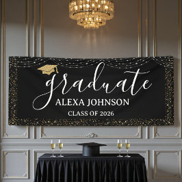 Modern Black And White Gold Class Of 2026 Graduate Spandoek