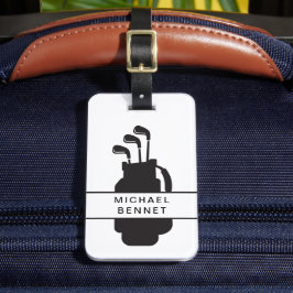 Modern Black And White Golf Sport Bagagelabel