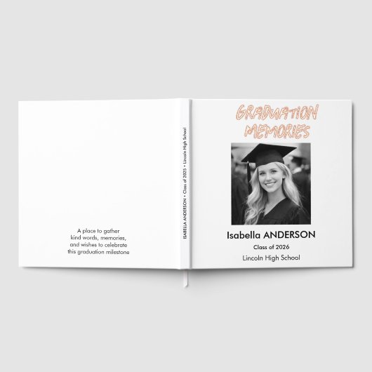 Modern Black and White Graduation Party Gastenboek (Volledig)