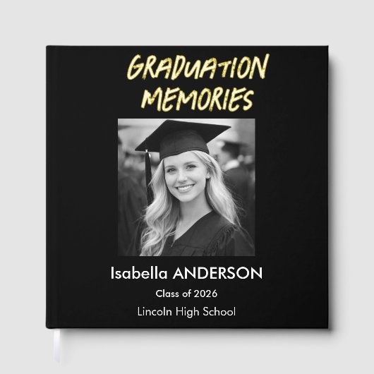 Modern Black and White Graduation Party Gastenboek (Voorkant)