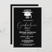 Modern Black and White Graduation Party Kaart (Voorkant / Achterkant)