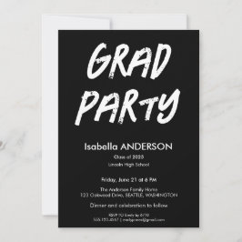 Modern Black and White Graduation Party Kaart