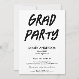 Modern Black and White Graduation Party Kaart