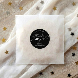 Modern Black and White Graduation Thank You Favor Ronde Sticker
