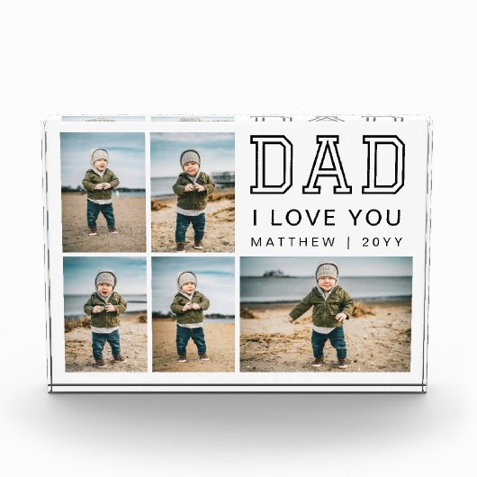 Modern Black and White Grid Collage I Love You Dad Fotoblokken (Voorkant)