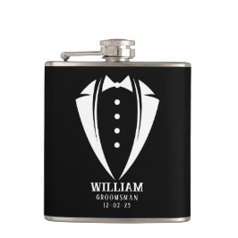 Modern Black and White Groomsman Gift Heupfles