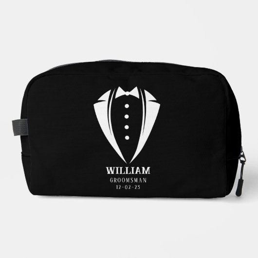 Modern Black and White Groomsman Gift Toilettasje (Voorkant)