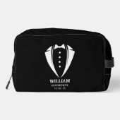 Modern Black and White Groomsman Gift Toilettasje (Achterkant)