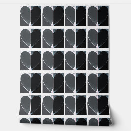 Modern Black and White Half Hearts Art Pattern Behang