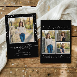 Modern Black and White Handwriting Graduation Aankondiging