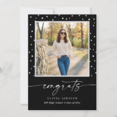 Modern Black and White Handwriting Graduation Aankondiging (Voorkant)