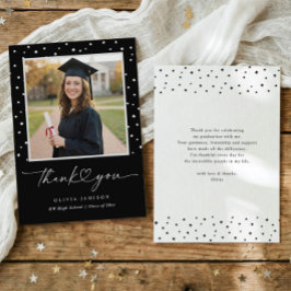 Modern Black and White Handwriting Graduation Bedankkaart