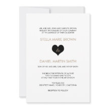 Modern Black and White Heart Wedding Invitation