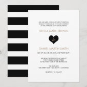 Modern Black and White Heart Wedding Invitation Kaart (Voorkant / Achterkant)