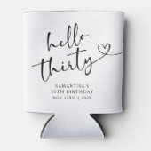 Modern Black and white Hello 30 Birthday Blikjeskoeler (Voorkant)