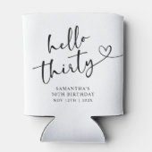 Modern Black and white Hello 30 Birthday Blikjeskoeler (Achterkant)