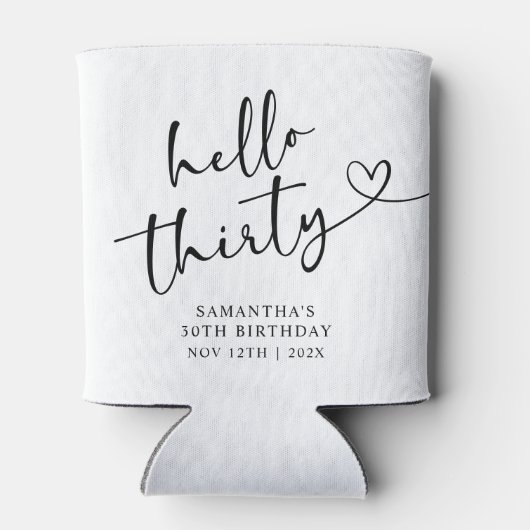 Modern Black and white Hello 30 Birthday Blikjeskoeler (Achterkant)