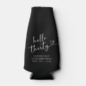 Modern Black and white Hello 30 Birthday Flesjeskoeler (Voorkant)