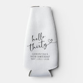 Modern Black and white Hello 30 Birthday Flesjeskoeler (Voorkant)