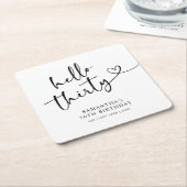 Modern Black and White Hello 30th Birthday Kartonnen Onderzetters (Schuin)