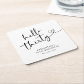 Modern Black and White Hello 30th Birthday Kartonnen Onderzetters (Schuin)