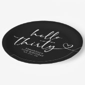 Modern Black and White Hello 30th Birthday Papieren Bordje (Gekanteld)