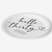 Modern Black and White Hello 30th Birthday Papieren Bordje (Gekanteld)