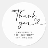 Modern Black and White Hello 30th Birthday Ronde Sticker (Voorkant)