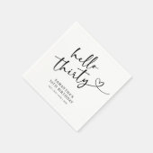 Modern Black and White Hello 30th Birthday Servet (Hoek)