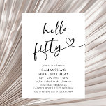 Modern Black and White Hello Fifty Birthday Party Kaart<br><div class="desc">Celebrate turning fifty in timeless style with this modern black and white “Hello Fifty” birthday invitation. Featuring clean typography and a sleek minimalist design,  it’s perfect for elegant milestone celebrations,  whether you’re hosting a classy dinner,  cocktail night,  or modern birthday party.</div>