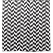 Modern Black and White Herringbone Pattern Douchegordijn (Voorkant)