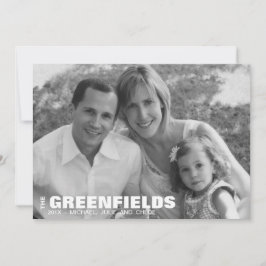 Modern Black and White Holiday Photo Card Feestdagenkaart