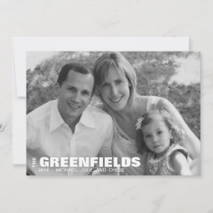 Modern Black and White Holiday Photo Card Feestdagenkaart