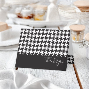 Modern Black and White Houndstooth Hartelijk dank Bedankkaart