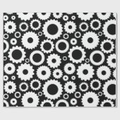 Modern Black and White Illustration Gear Pattern Cadeaupapier (Vlak)